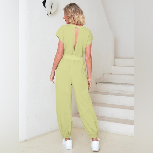 Casual One Piece Jumpsuits Loose Open Back Workout Onesie Outfits With Pockets - Picture 2 of 8